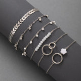 Crystal Star Pentagram Pearl Bracelet Girl Vintage Charm Double Layer Chain