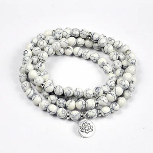 Lotus Magnesite Beads Charm Bracelet Yoga String