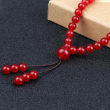 Carnelian Beaded Necklace Red Natural Stone 108 Beads Wrap Bracelet