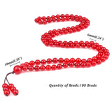 Carnelian Beaded Necklace Red Natural Stone 108 Beads Wrap Bracelet