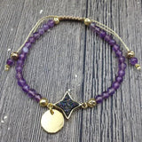 Druzy Stone Charm Amethysts Beads Cord Bracelet