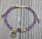 Druzy Stone Charm Amethysts Beads Cord Bracelet