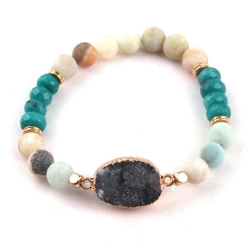 8mm Stone Druzy Charm Bracelet