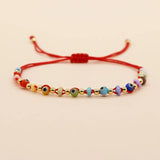 Boho Crystal Beaded Bracelet Evil Eye Charm