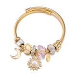 Moon Pendant Charm Bracelet Stainless Steel Jewelry