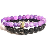 CZ Crown Charm Bracelet Natural Stone Bead Bangles Gift