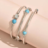 Turquoise Bangle Charm Bracelet Bohemian Copper Wrap Jewelry