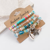 4Pcs Women's Shell Star Pendant Bracelets Set Natural Stone Beads Bohemia Charm
