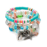 4Pcs Women's Shell Star Pendant Bracelets Set Natural Stone Beads Bohemia Charm