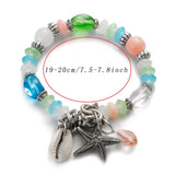 4Pcs Women's Shell Star Pendant Bracelets Set Natural Stone Beads Bohemia Charm
