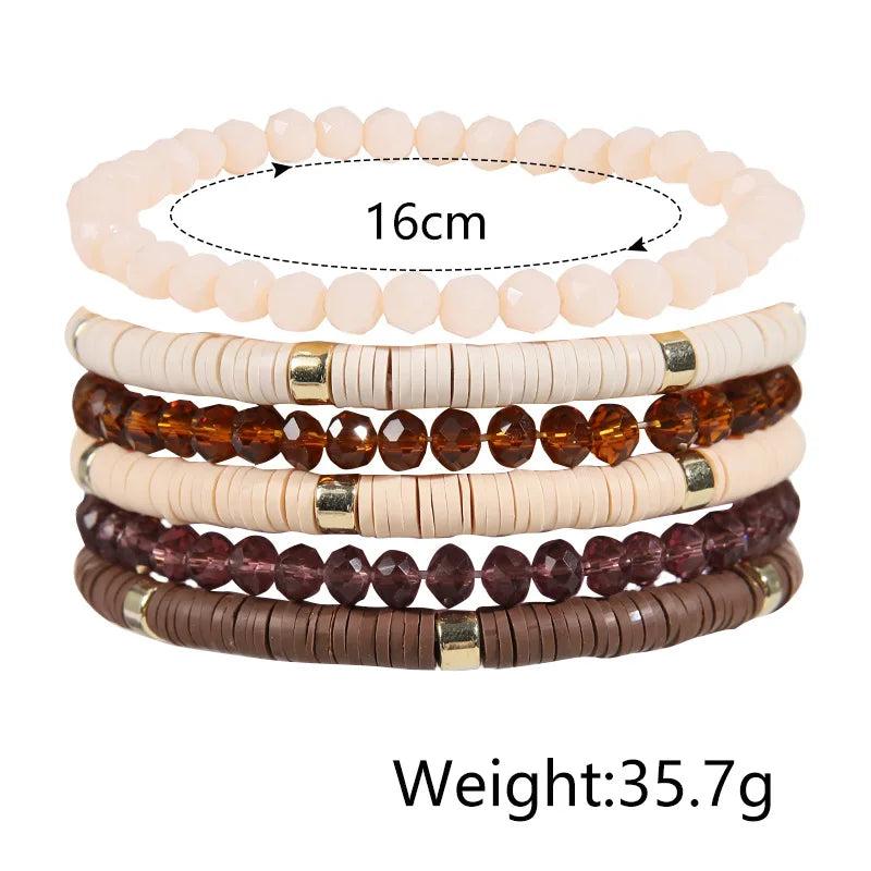 Boho Bracelet Set for Women Colorful Pottery Holiday Beach Bracelet Charm