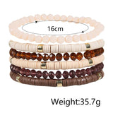 Boho Bracelet Set for Women Colorful Pottery Holiday Beach Bracelet Charm