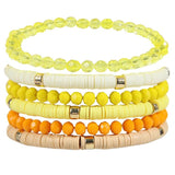 Boho Bracelet Set for Women Colorful Pottery Holiday Beach Bracelet Charm