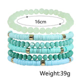 Boho Bracelet Set for Women Colorful Pottery Holiday Beach Bracelet Charm