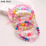 4PCS Baby Charm Bowknot Bracelet Kids Heart/Butterfly Beads Elastic Band