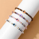 Natural Stone Spacer Beads Bracelet Evil Eye Charm Stretch Bangle