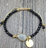 Druzy Charm Agates Beads Bracelet Cord