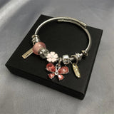 Crystal Butterfly Charm Bangle DIY Beads Bracelet for Women