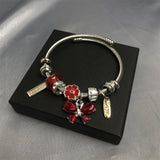 Crystal Butterfly Charm Bangle DIY Beads Bracelet for Women