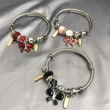 Crystal Butterfly Charm Bangle DIY Beads Bracelet for Women