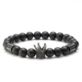 Natural Stone Beads Bracelet Men Zircon Crown Skeleton Skull Bracelets Set