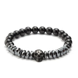 Natural Stone Beads Bracelet Men Zircon Crown Skeleton Skull Bracelets Set