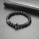 Natural Stone Beads Bracelet Men Zircon Crown Skeleton Skull Bracelets Set