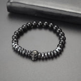 Natural Stone Beads Bracelet Men Zircon Crown Skeleton Skull Bracelets Set