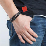Natural Stone Beads Bracelet Men Zircon Crown Skeleton Skull Bracelets Set