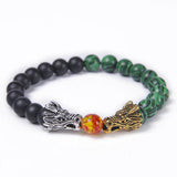 Matte Howlite Buddha Dragon Beaded Stone Bracelet Good Luck Charm Jewelry