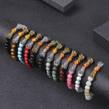 Matte Howlite Buddha Dragon Beaded Stone Bracelet Good Luck Charm Jewelry