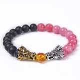 Matte Howlite Buddha Dragon Beaded Stone Bracelet Good Luck Charm Jewelry