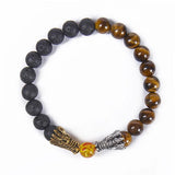 Matte Howlite Buddha Dragon Beaded Stone Bracelet Good Luck Charm Jewelry