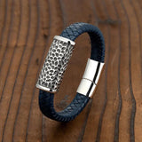 Hip Hop Punk Charm Leather Braided Rope Bracelet with Skull Head