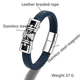 Hip Hop Punk Charm Leather Braided Rope Bracelet with Skull Head