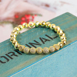 CZ Red Green Stone Bracelet Men Women Beaded Bangle