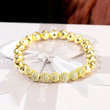 CZ Red Green Stone Bracelet Men Women Beaded Bangle
