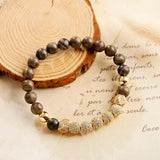 CZ Red Green Stone Bracelet Men Women Beaded Bangle