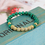 CZ Red Green Stone Bracelet Men Women Beaded Bangle