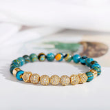 CZ Red Green Stone Bracelet Men Women Beaded Bangle