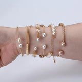 Natural Freshwater Pearl Charm Bracelet - Women's Jewelry