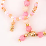 8Pcs Pink Acrylic Glass Bead Bracelet Bohemian Style For Women
