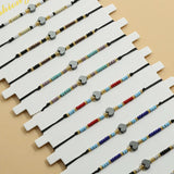 Boho Shell Heart Charms Crystal Glass Seed Beads Bracelets
