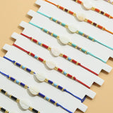 Boho Shell Heart Charms Crystal Glass Seed Beads Bracelets