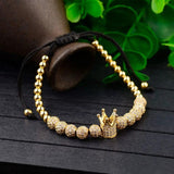 Cubic Zircon Crown Charm Bracelet Men High Copper Beaded Jewelry
