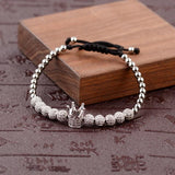 Cubic Zircon Crown Charm Bracelet Men High Copper Beaded Jewelry