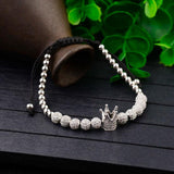 Cubic Zircon Crown Charm Bracelet Men High Copper Beaded Jewelry