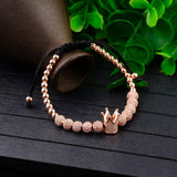 Cubic Zircon Crown Charm Bracelet Men High Copper Beaded Jewelry