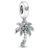 Hot Air Balloon Globe Palm Tree Silver Charm for Bracelet DIY Jewelry