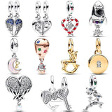 Sparkling Angel Wings Key & Moon Santa Space Love Rocket Pendant Bead